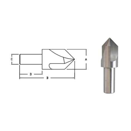 LINK 3/8 X 100 Deg HSS Rh 3Fl Center Reamer 3/8 Shank X 1-9/16 Oal 91-L2-566